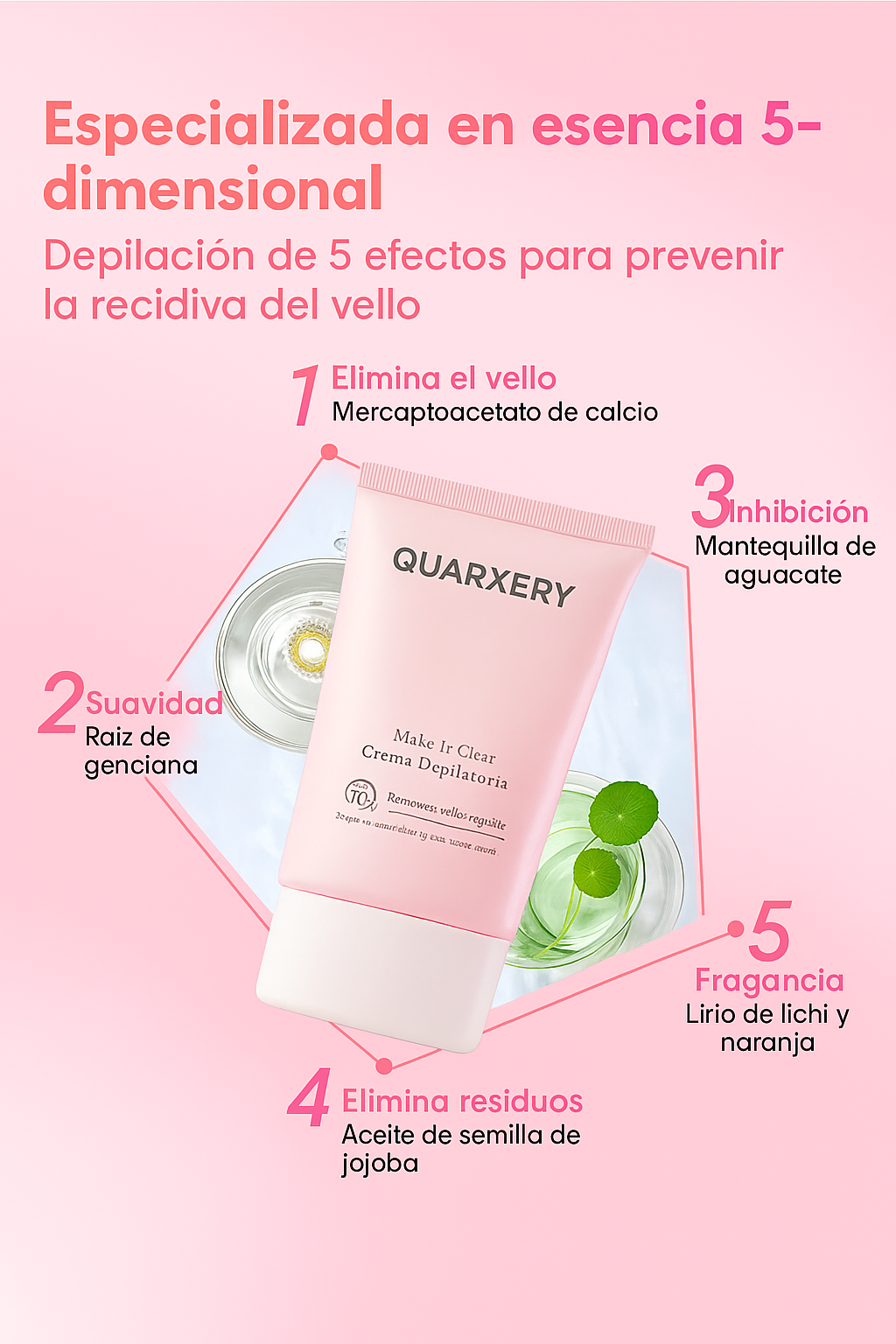 CREMA DEPILADORA QUARXERY - Piel sensible, cuerpo y zonas íntimas, sin dolor, rápida, 10 minutos (mujeres/hombres)