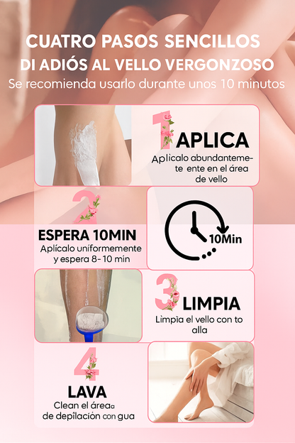 CREMA DEPILADORA QUARXERY - Piel sensible, cuerpo y zonas íntimas, sin dolor, rápida, 10 minutos (mujeres/hombres)
