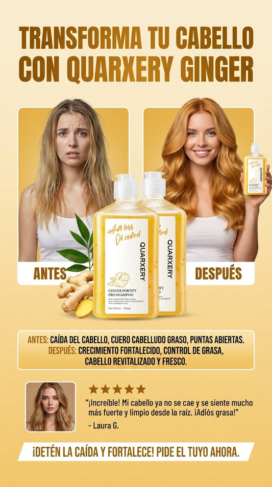 QUARXERY Champú de Jengibre Antipieles Secas Antifúngico